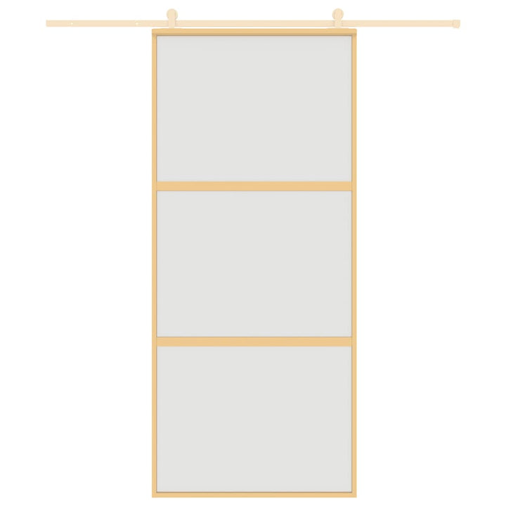 skydedør 90x205 cm matteret sikkerhedsglas og aluminium gylden