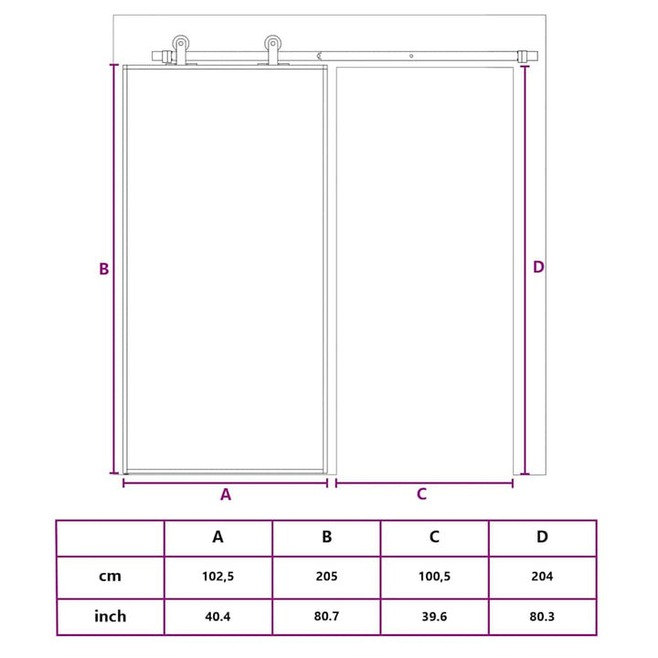skydedør 102,5x205 cm klart sikkerhedsglas og aluminium gylden