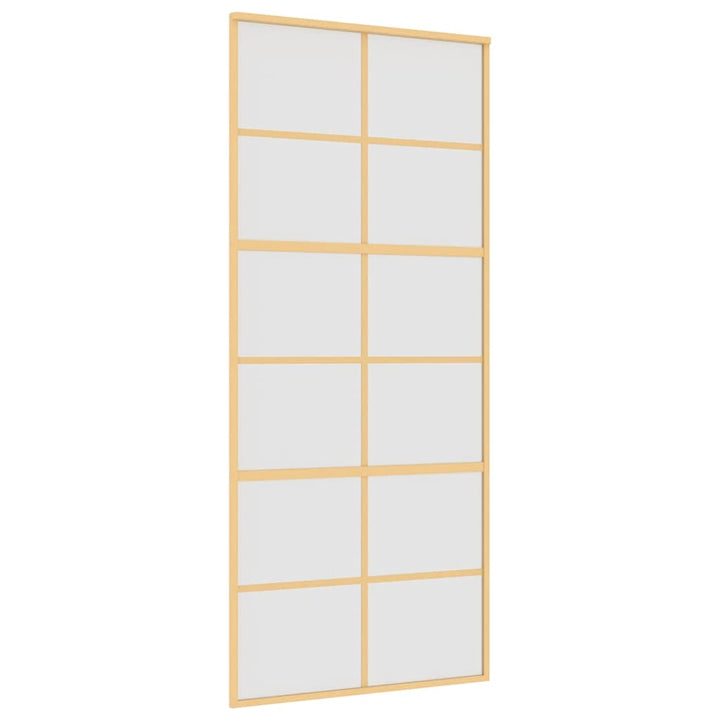 skydedør 90x205 cm matteret sikkerhedsglas og aluminium gylden