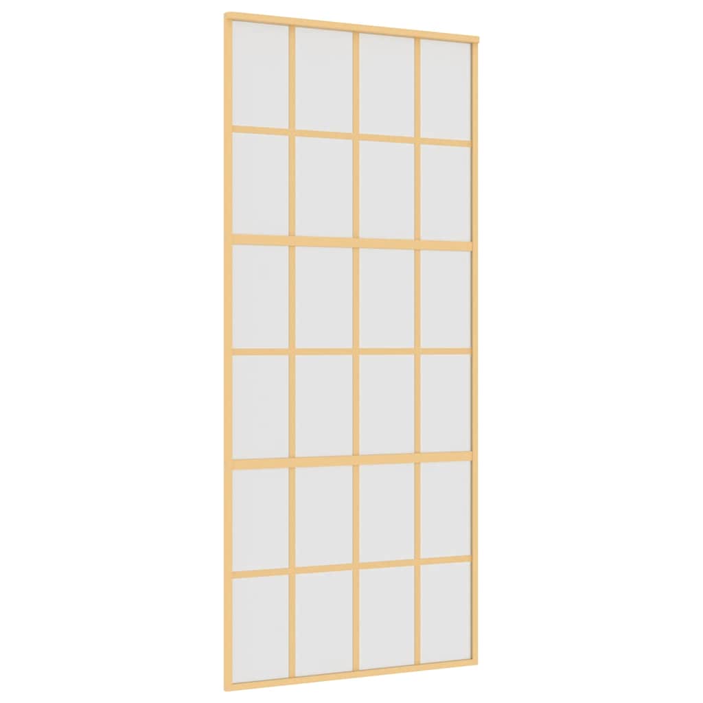 skydedør 90x205 cm matteret sikkerhedsglas og aluminium gylden