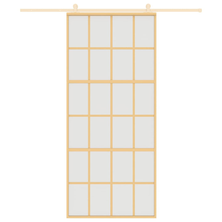 skydedør 90x205 cm matteret sikkerhedsglas og aluminium gylden
