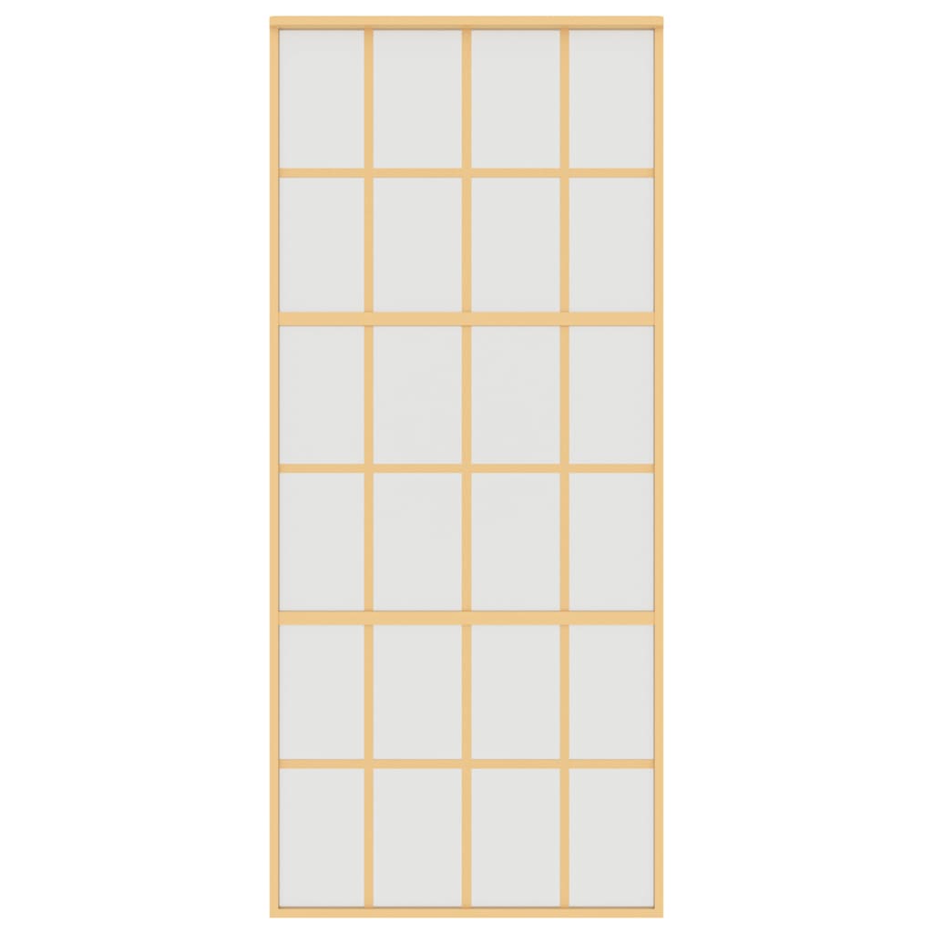 skydedør 90x205 cm matteret sikkerhedsglas og aluminium gylden