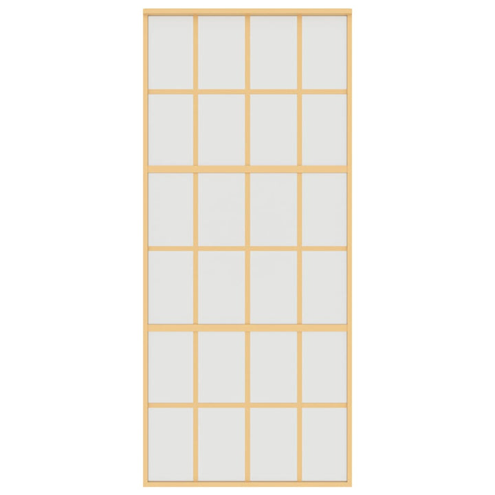 skydedør 90x205 cm matteret sikkerhedsglas og aluminium gylden