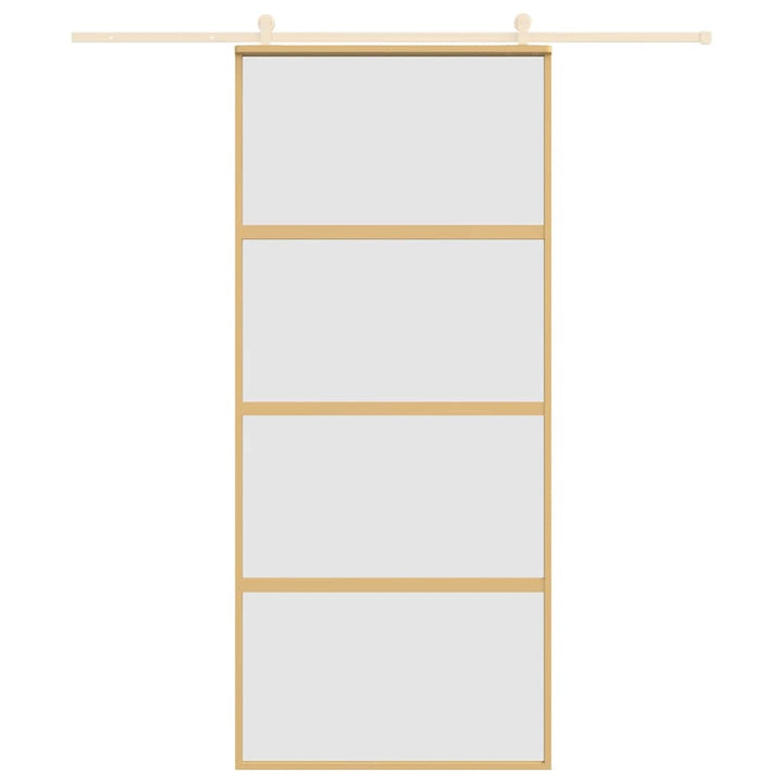 skydedør 90x205 cm matteret sikkerhedsglas og aluminium gylden