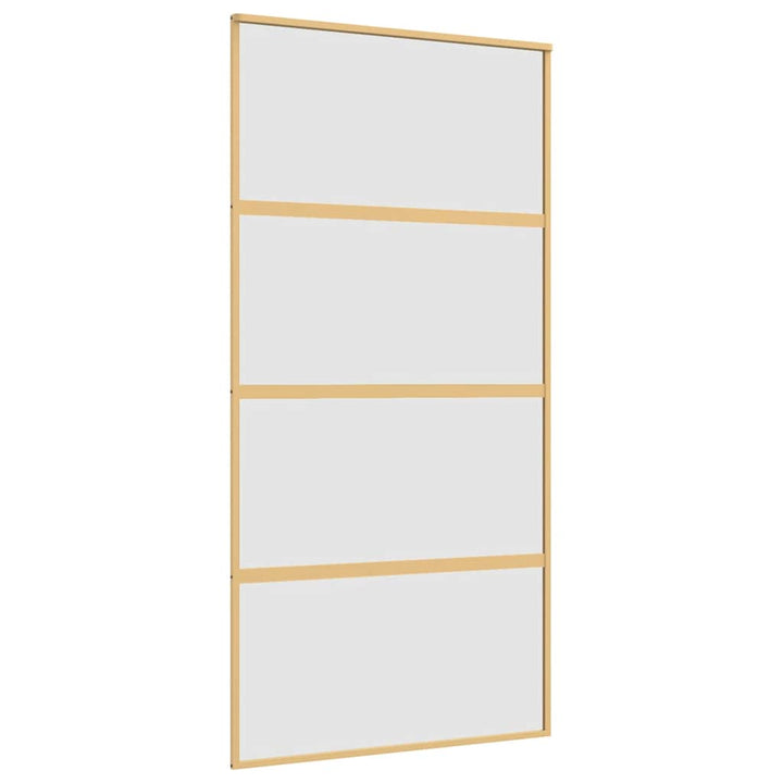 skydedør 102,5x205 cm matteret sikkerhedsglas aluminium gylden