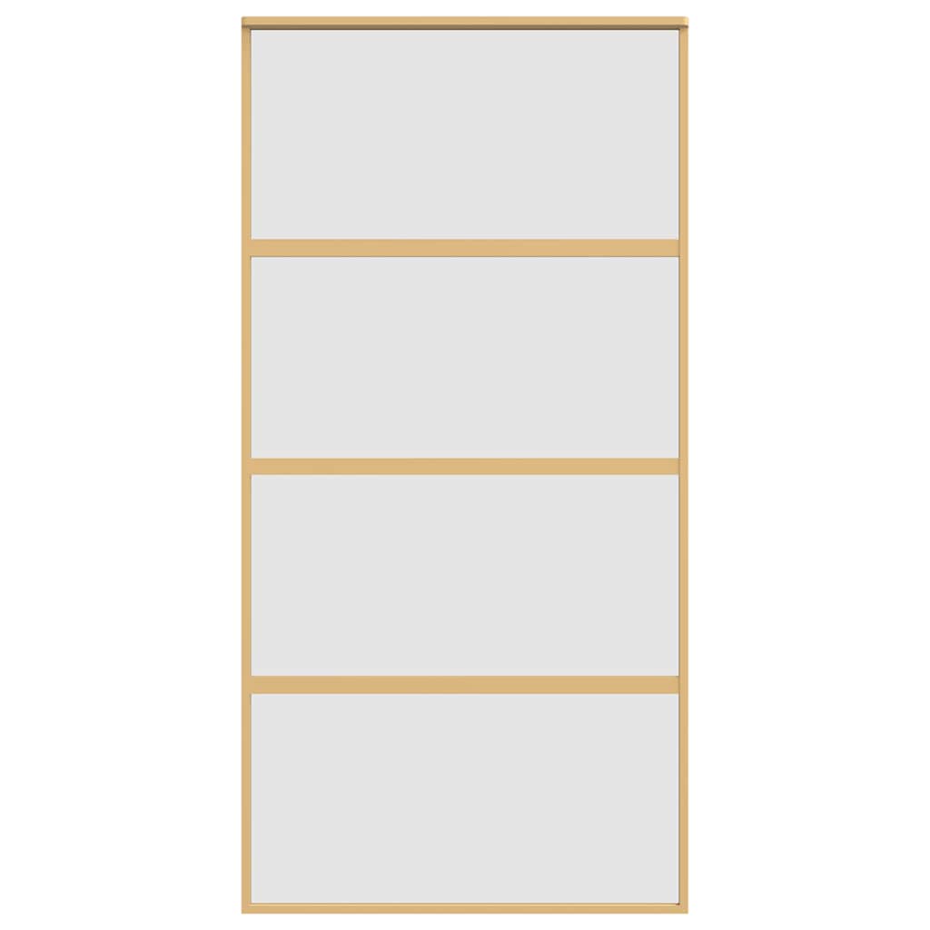 skydedør 102,5x205 cm matteret sikkerhedsglas aluminium gylden