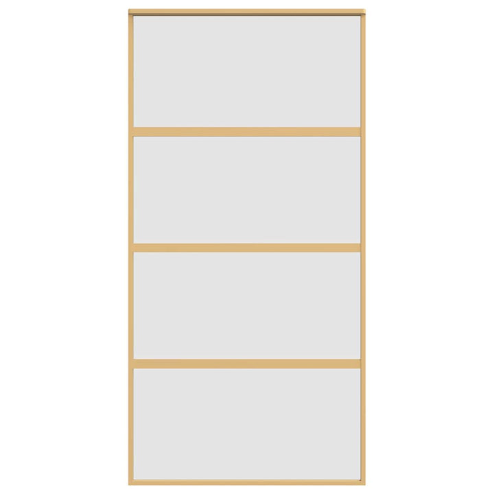 skydedør 102,5x205 cm matteret sikkerhedsglas aluminium gylden