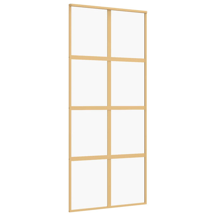 skydedør 90x205 cm klart sikkerhedsglas og aluminium guldfarvet
