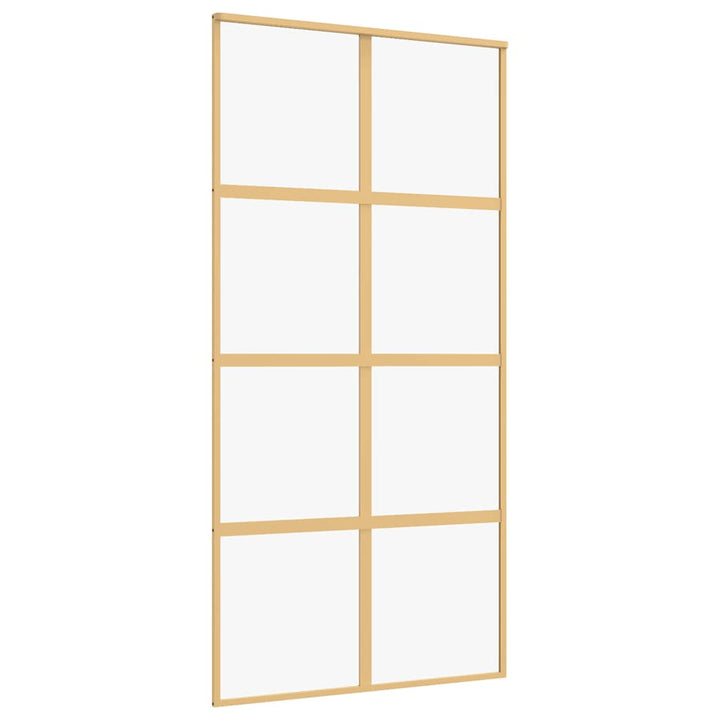skydedør 102,5x205 cm klart sikkerhedsglas og aluminium gylden
