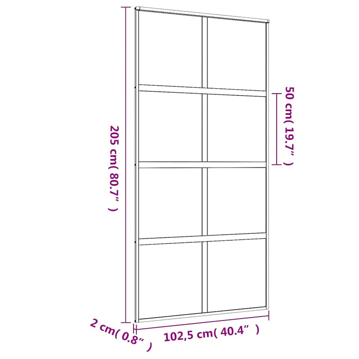 skydedør 102,5x205 cm klart sikkerhedsglas og aluminium gylden