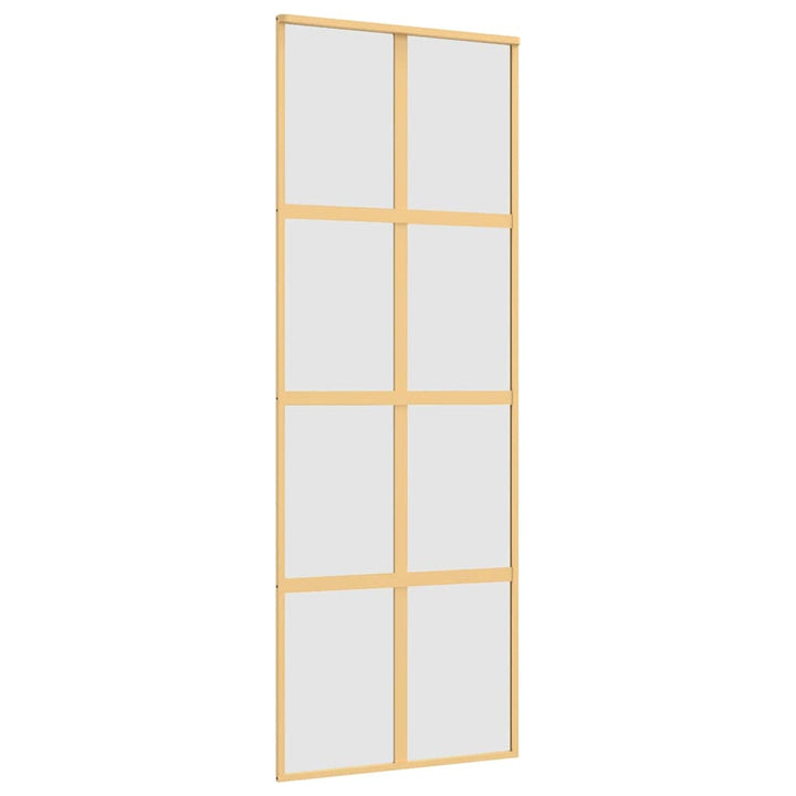 skydedør 76x205 cm matteret sikkerhedsglas og aluminium gylden