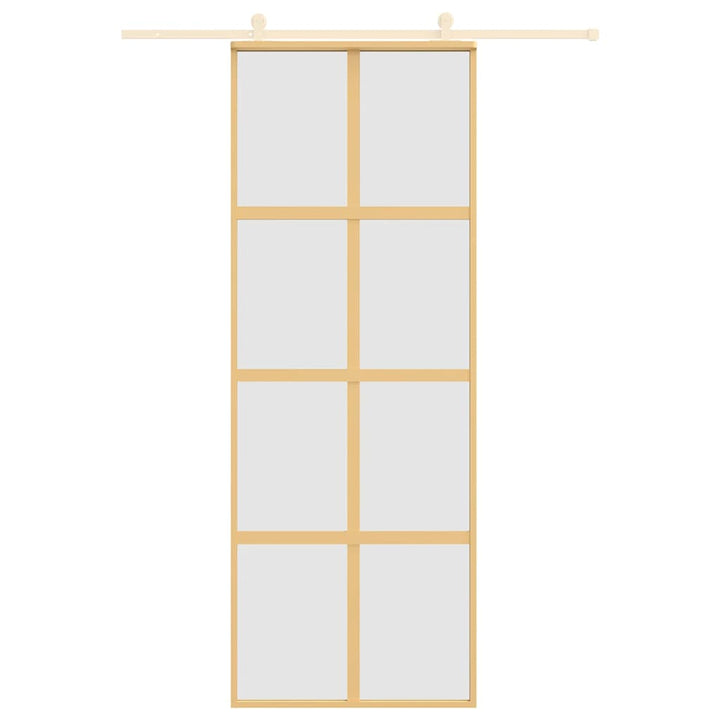 skydedør 76x205 cm matteret sikkerhedsglas og aluminium gylden