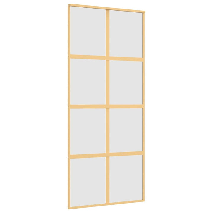 skydedør 90x205 cm matteret sikkerhedsglas og aluminium gylden