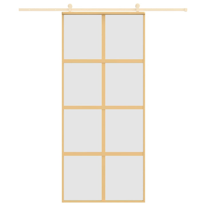skydedør 90x205 cm matteret sikkerhedsglas og aluminium gylden