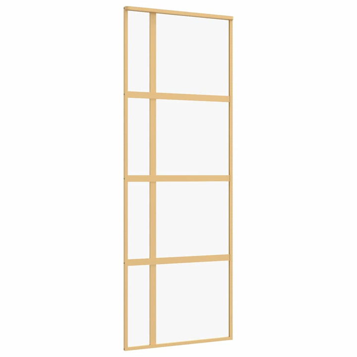 skydedør 76x205 cm klart sikkerhedsglas og aluminium guldfarvet