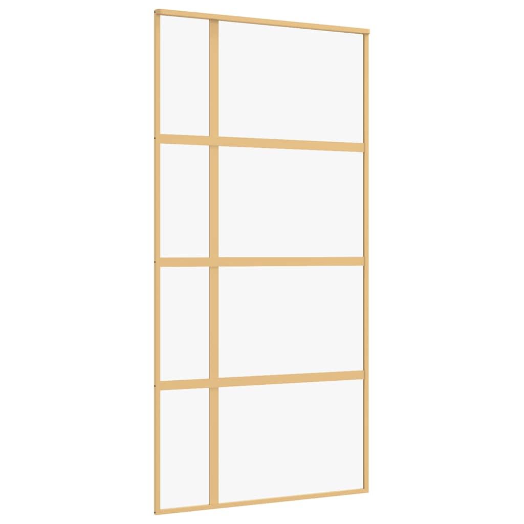 skydedør 102,5x205 cm klart sikkerhedsglas og aluminium gylden