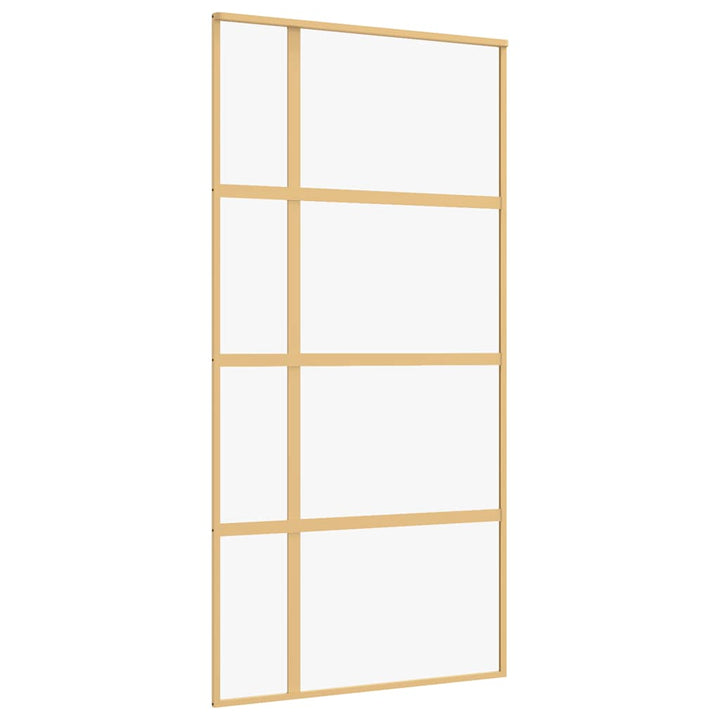 skydedør 102,5x205 cm klart sikkerhedsglas og aluminium gylden
