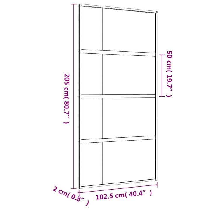 skydedør 102,5x205 cm klart sikkerhedsglas og aluminium gylden