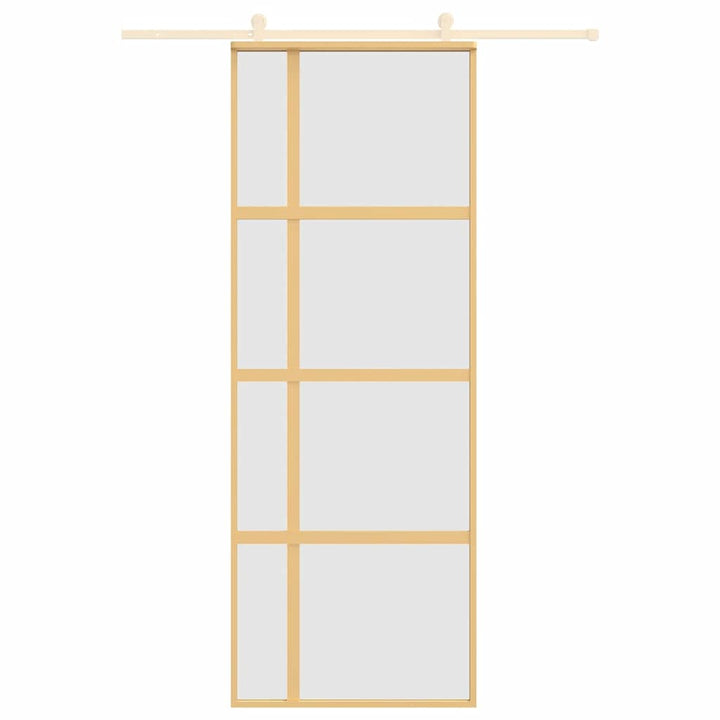 skydedør 76x205 cm matteret sikkerhedsglas og aluminium gylden