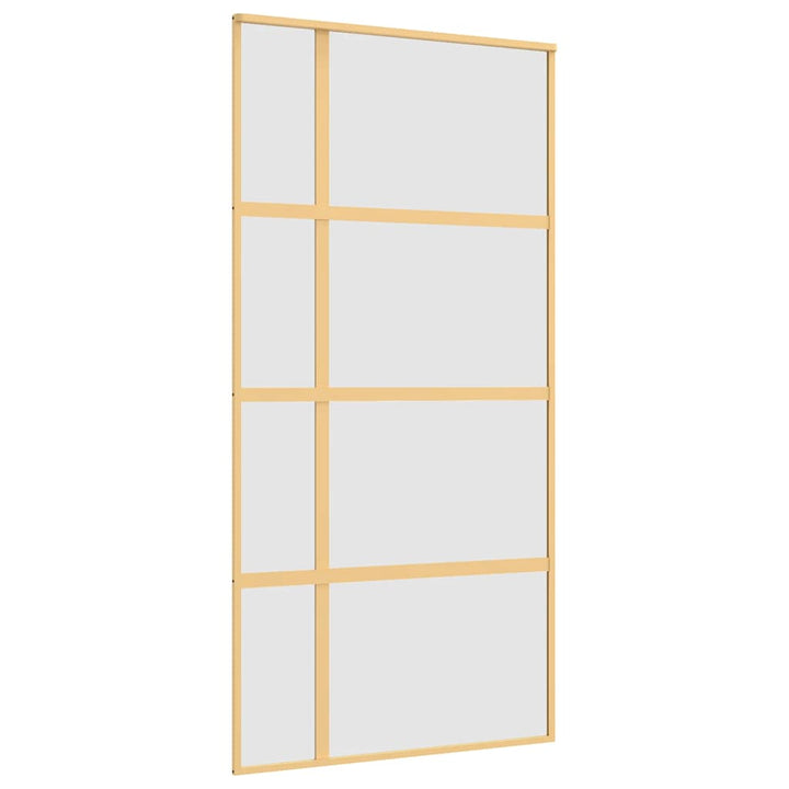 skydedør 102,5x205 cm matteret sikkerhedsglas aluminium gylden
