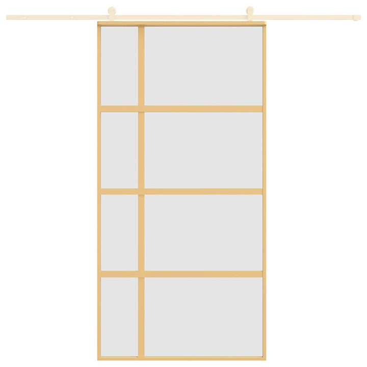 skydedør 102,5x205 cm matteret sikkerhedsglas aluminium gylden