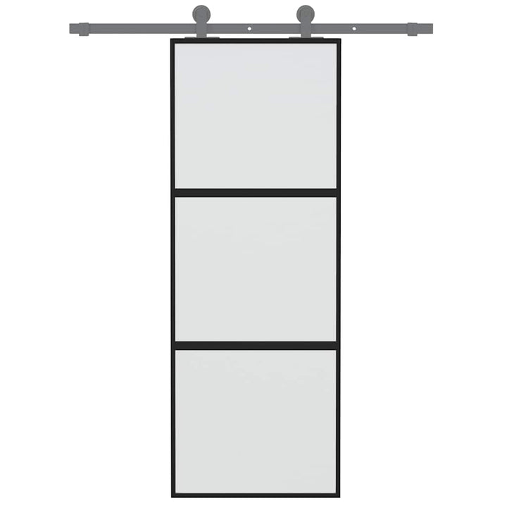 skydedør 76x205 cm hærdet glas og aluminium sort