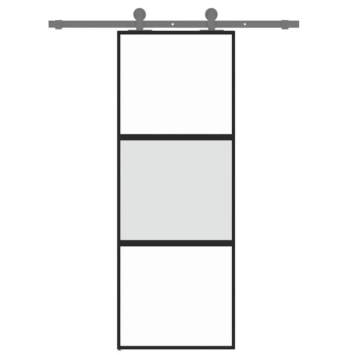 skydedør 76x205 cm hærdet glas og aluminium sort