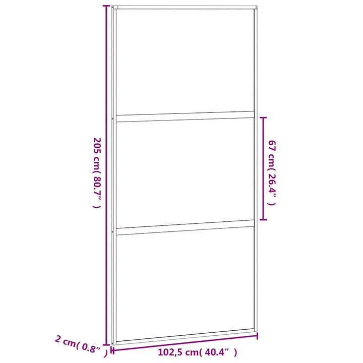 skydedør 102,5x205 cm hærdet glas og aluminium sort