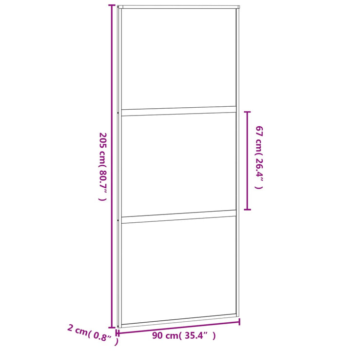 skydedør 90x205 cm hærdet glas og aluminium hvid