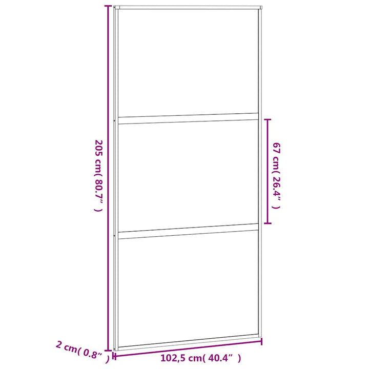 skydedør 102,5x205 cm hærdet glas og aluminium hvid