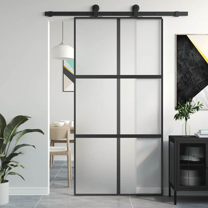 skydedør 102,5x205 cm hærdet glas og aluminium hvid