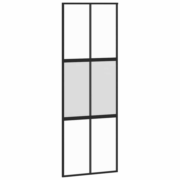 skydedør 76x205 cm hærdet glas og aluminium sort