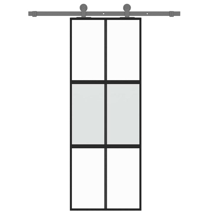 skydedør 76x205 cm hærdet glas og aluminium sort