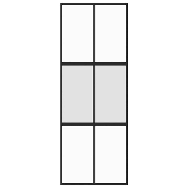 skydedør 76x205 cm hærdet glas og aluminium sort
