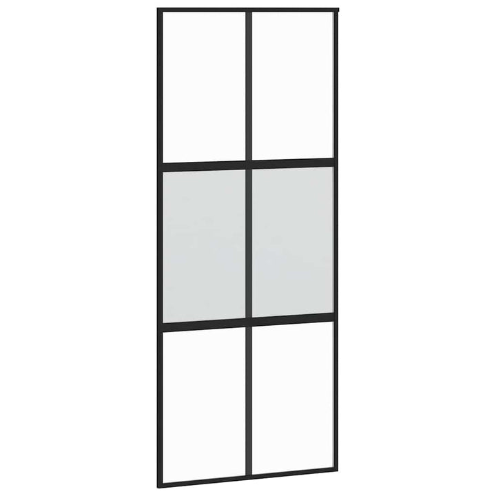 skydedør 90x205 cm hærdet glas og aluminium sort