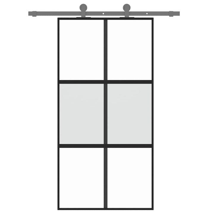 skydedør 102,5x205 cm hærdet glas og aluminium sort