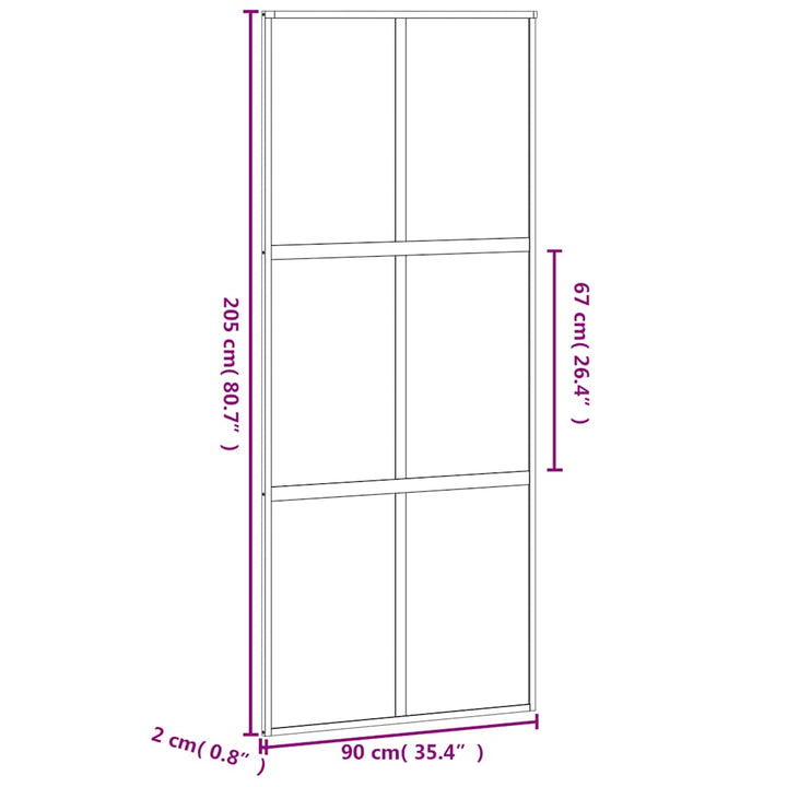 skydedør 90x205 cm hærdet glas og aluminium hvid
