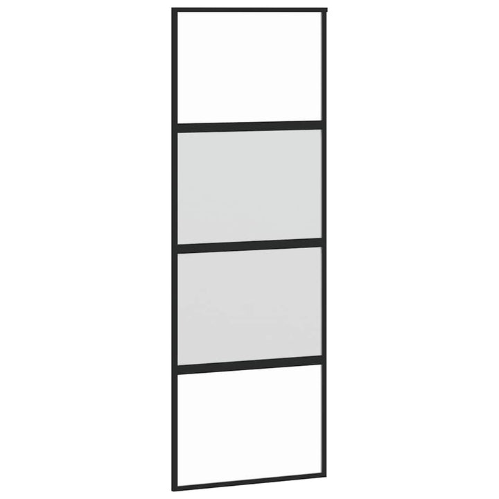 skydedør 76x205 cm hærdet glas og aluminium sort