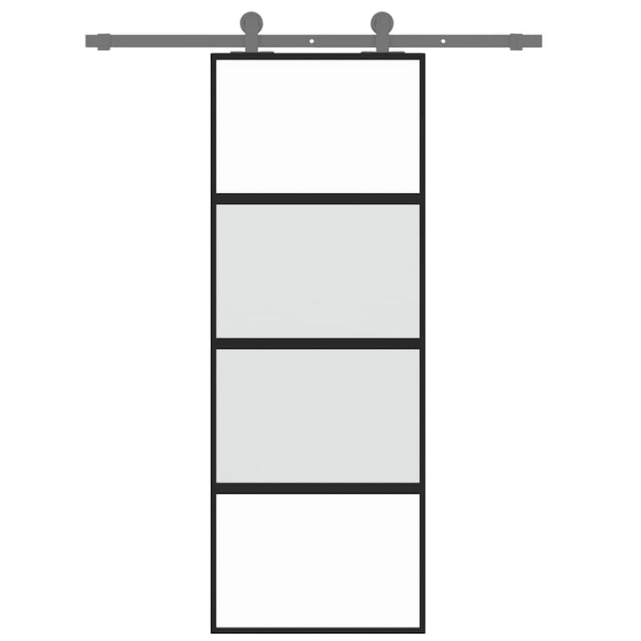 skydedør 76x205 cm hærdet glas og aluminium sort
