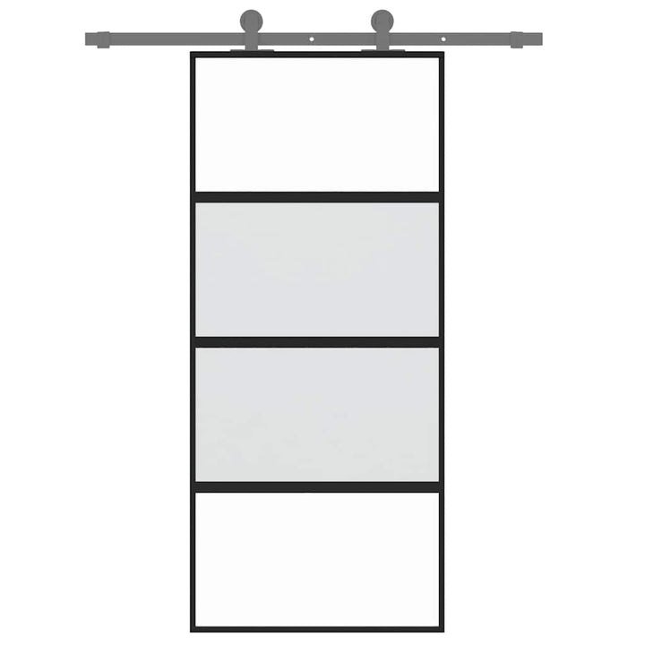 skydedør 90x205 cm hærdet glas og aluminium sort