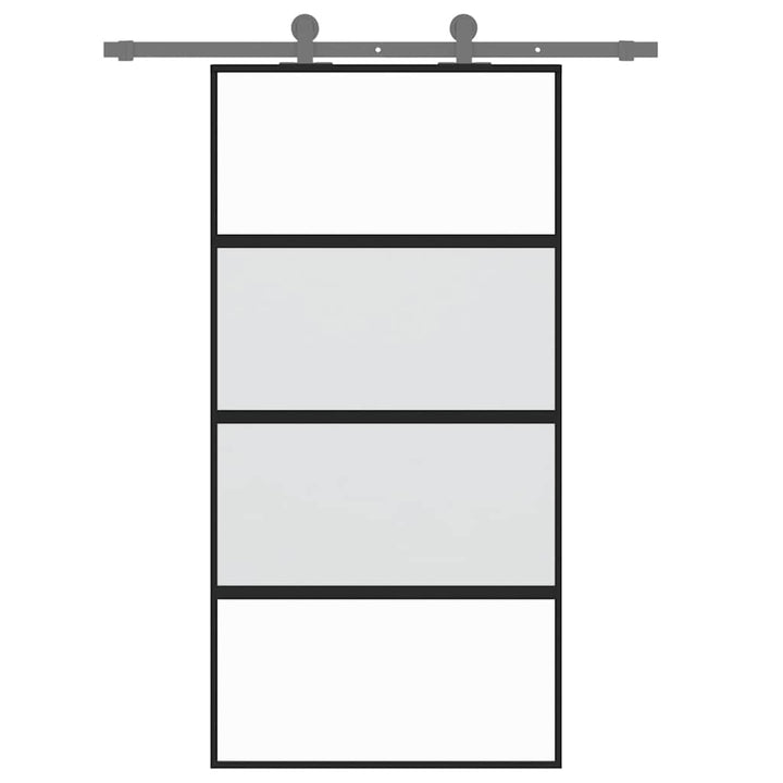 skydedør 102,5x205 cm hærdet glas og aluminium sort
