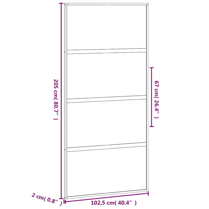 skydedør 102,5x205 cm hærdet glas og aluminium sort