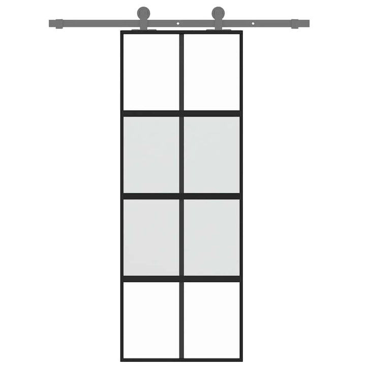 skydedør 76x205 cm hærdet glas og aluminium sort