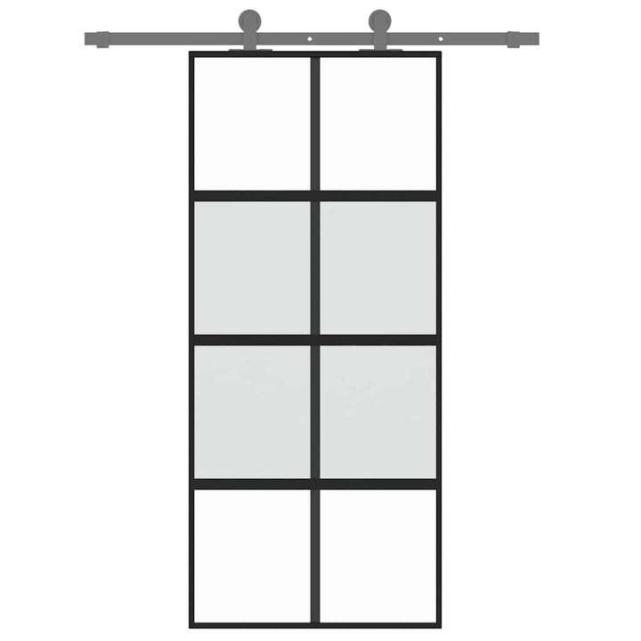 skydedør 90x205 cm hærdet glas og aluminium sort
