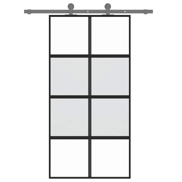 skydedør 102,5x205 cm hærdet glas og aluminium sort
