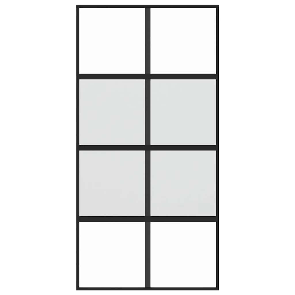 skydedør 102,5x205 cm hærdet glas og aluminium sort