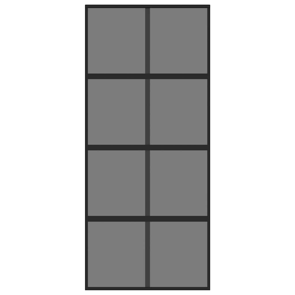 skydedør 90x205 cm hærdet glas og aluminium sort