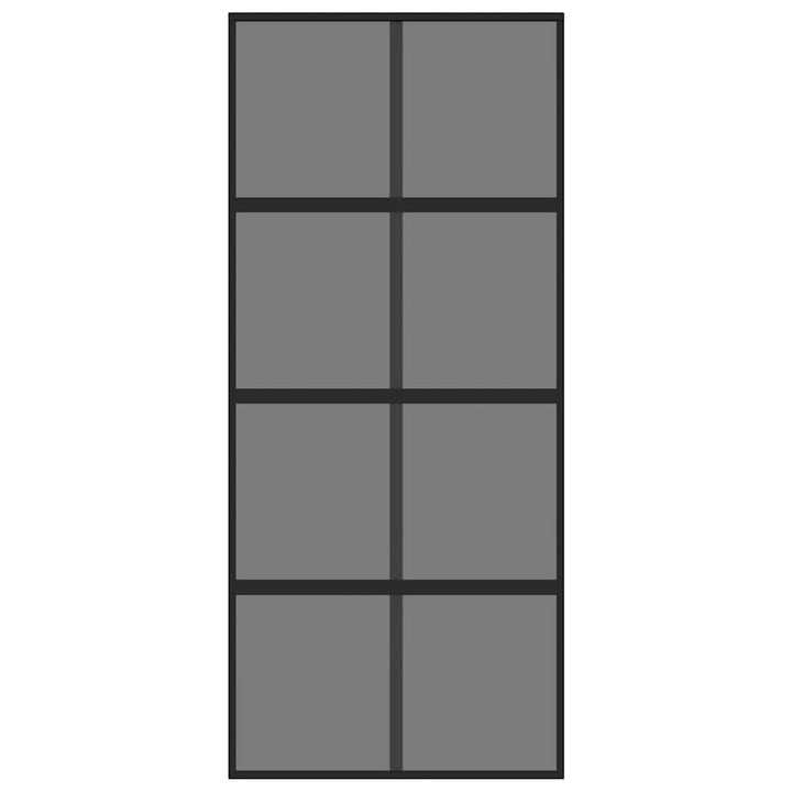 skydedør 90x205 cm hærdet glas og aluminium sort