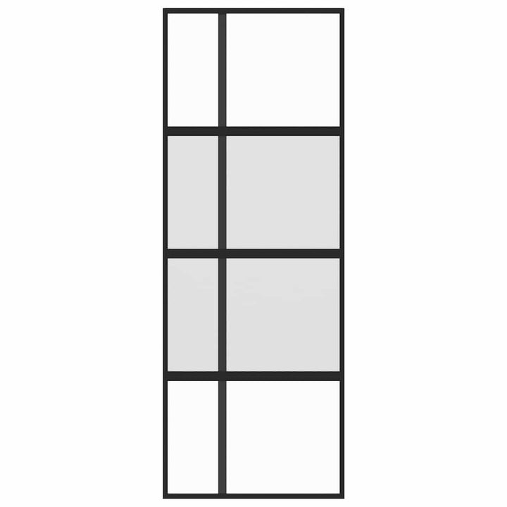 skydedør 76x205 cm hærdet glas og aluminium sort
