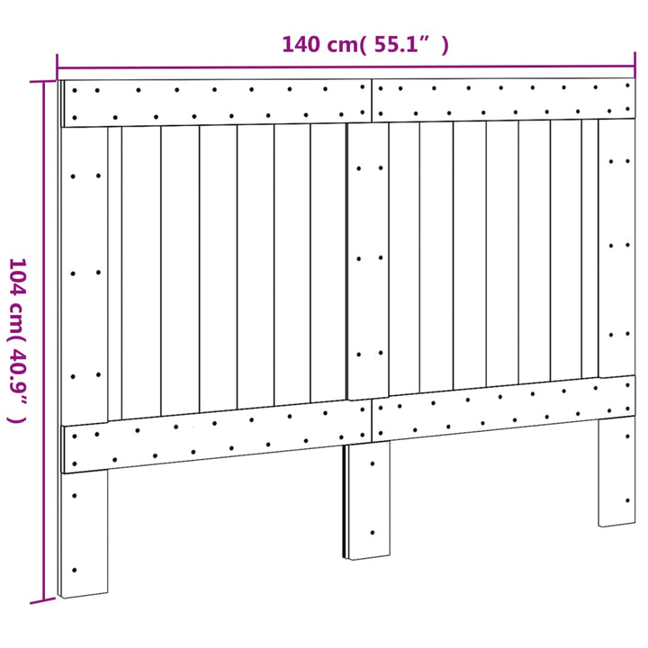 sengegavl 140x104 cm massivt fyrretræ
